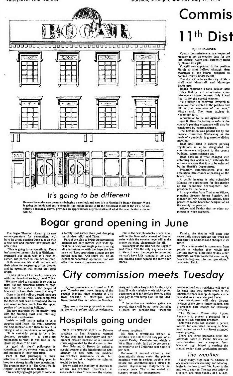 Bogar Theatre - May 17 1975 Article